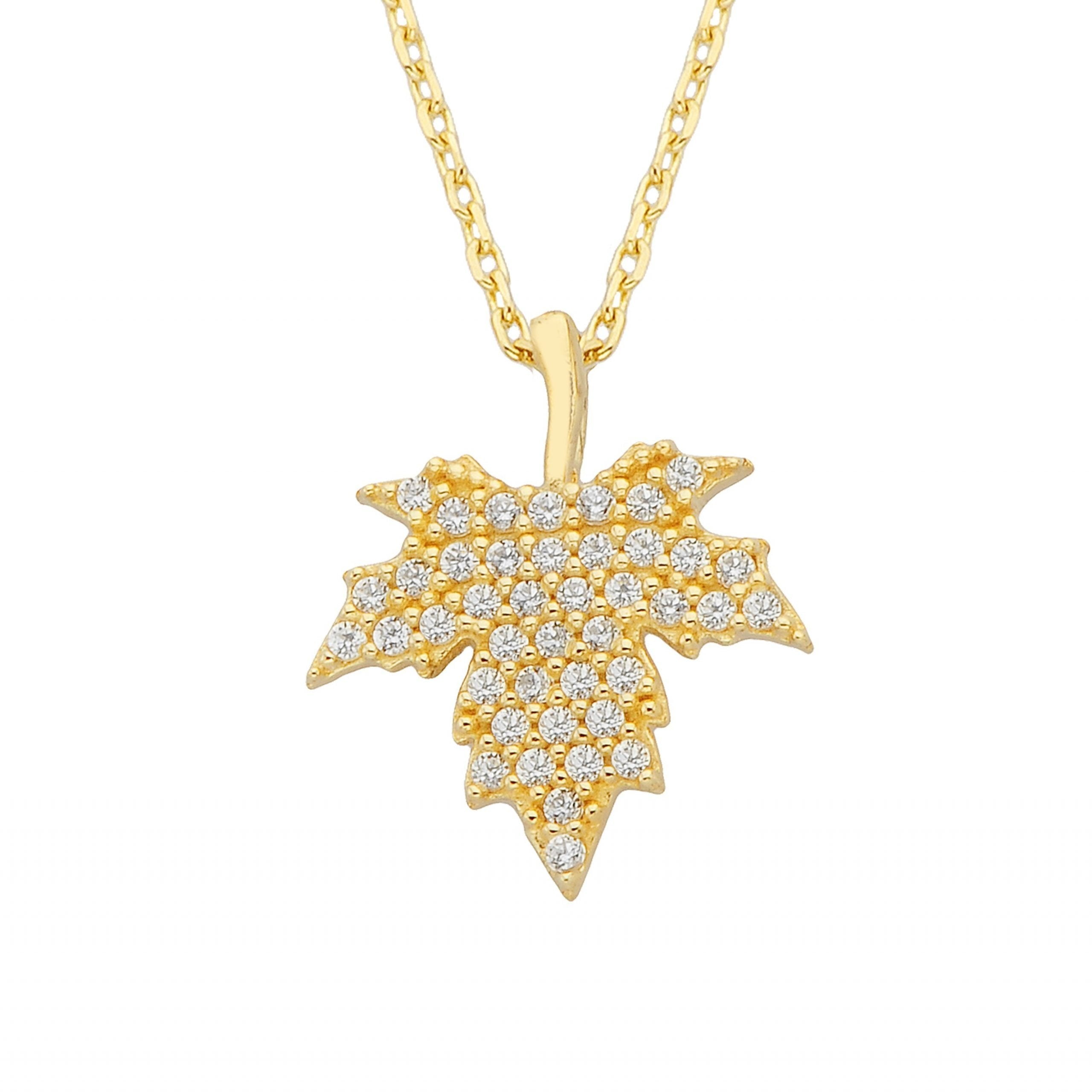 14K Real Solid Gold Maple Leaf Pendant Necklace for Women | Cute Necklaces | Autumn Jewelry