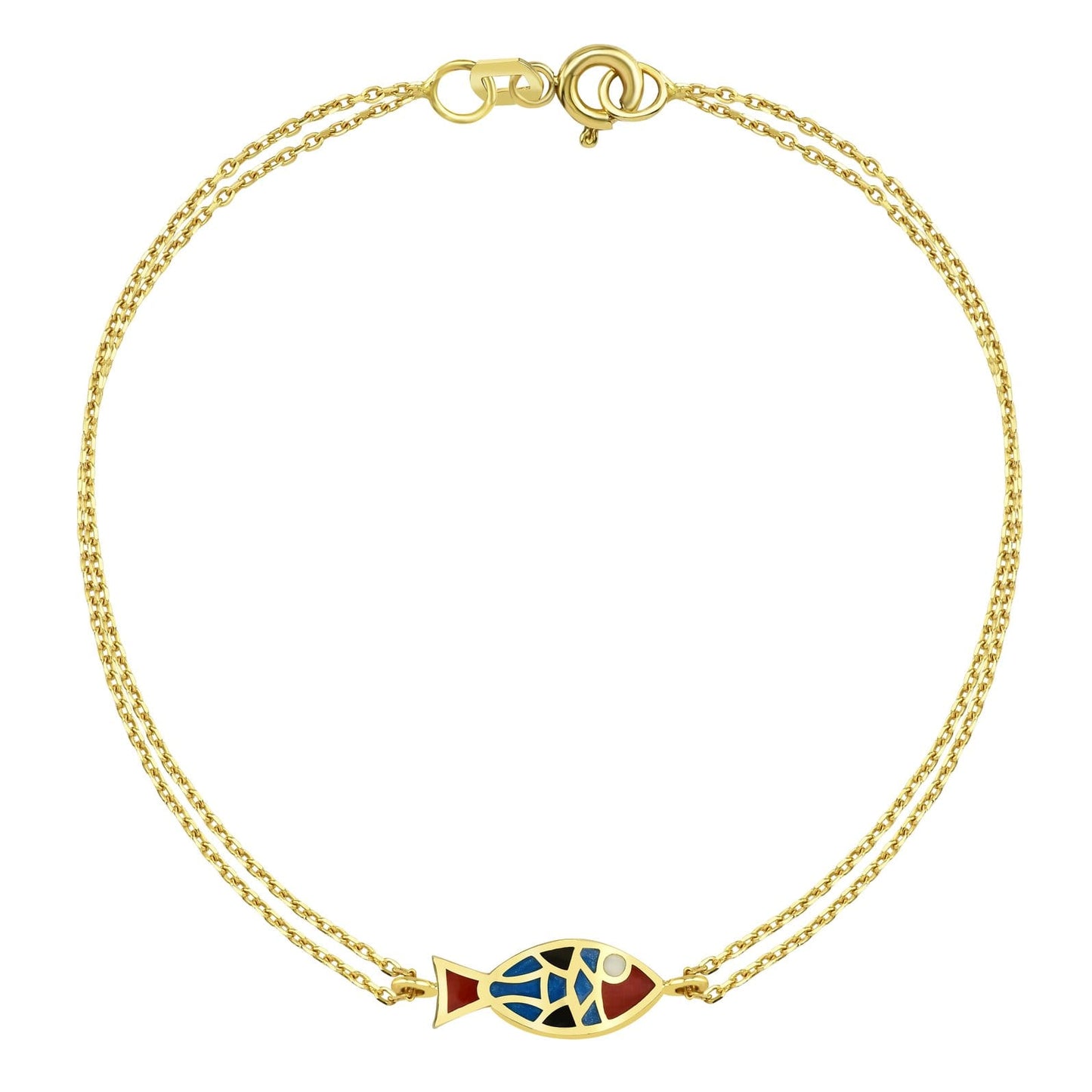 14K Real Solid Gold Multicolored Fish Bracelet for Women , Fish Jewelry ,Ocean Life , Fish Charm Bracelet , Gift for her ,Birthday Gifts (copy)