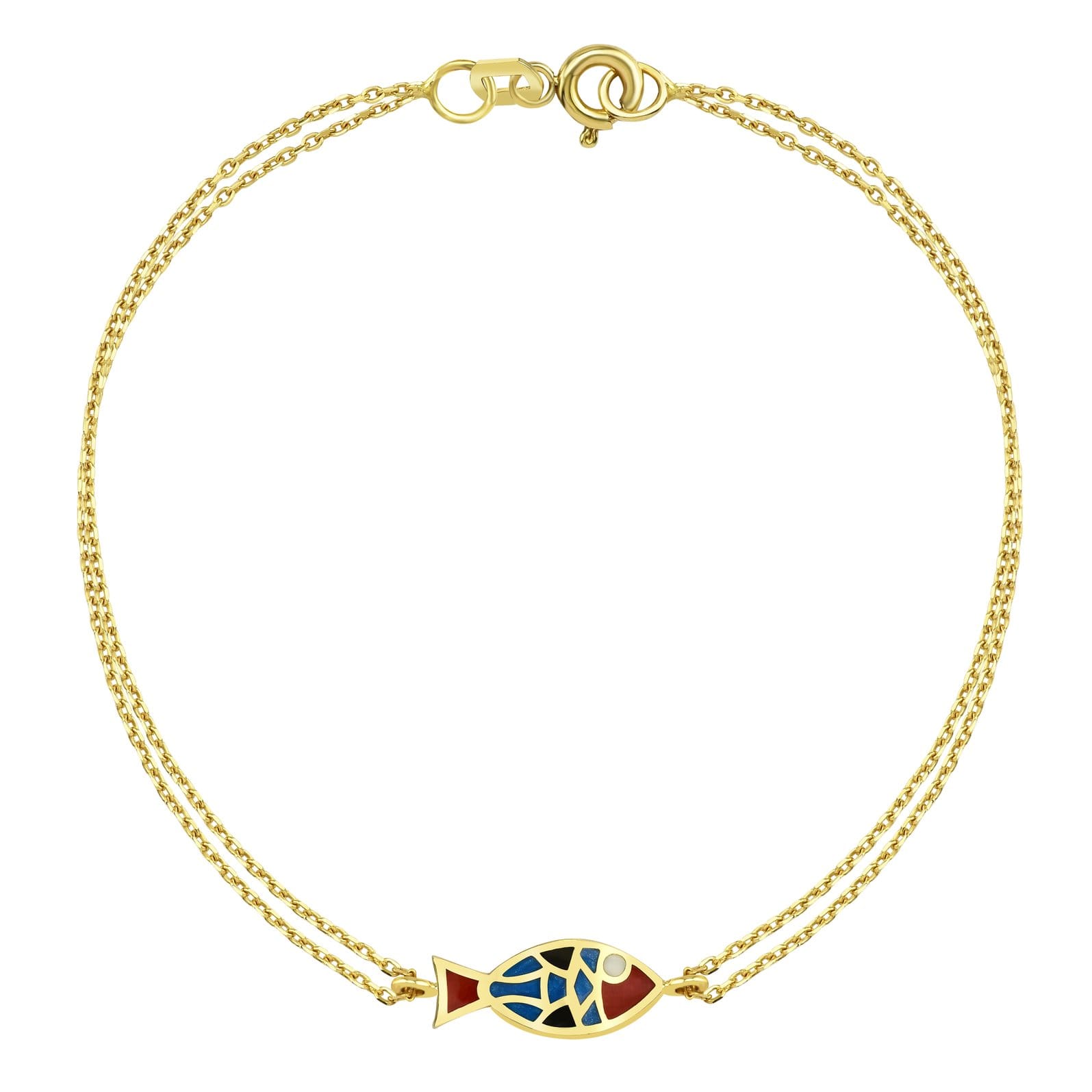 14K Real Solid Gold Multicolored Fish Bracelet for Women , Fish Jewelry ,Ocean Life , Fish Charm Bracelet , Gift for her ,Birthday Gifts (copy)