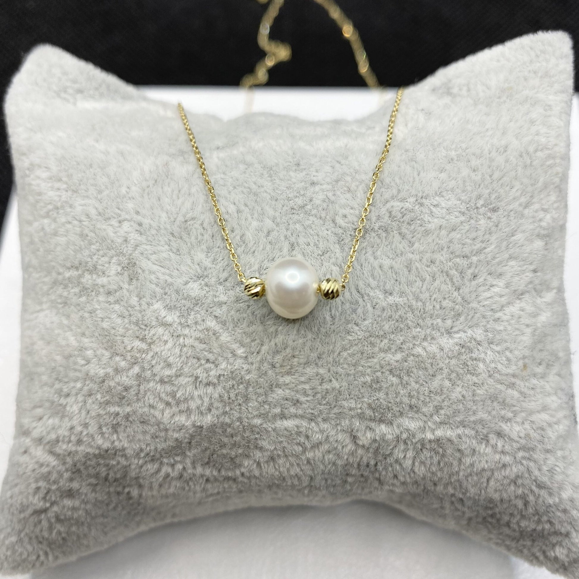 14K Real Solid Gold Pearl Necklace , Freshwater Pearl Necklace for Women , Dainty Pearl Necklace , Pearl Chain Necklace ,Pearl Jewelry Gift