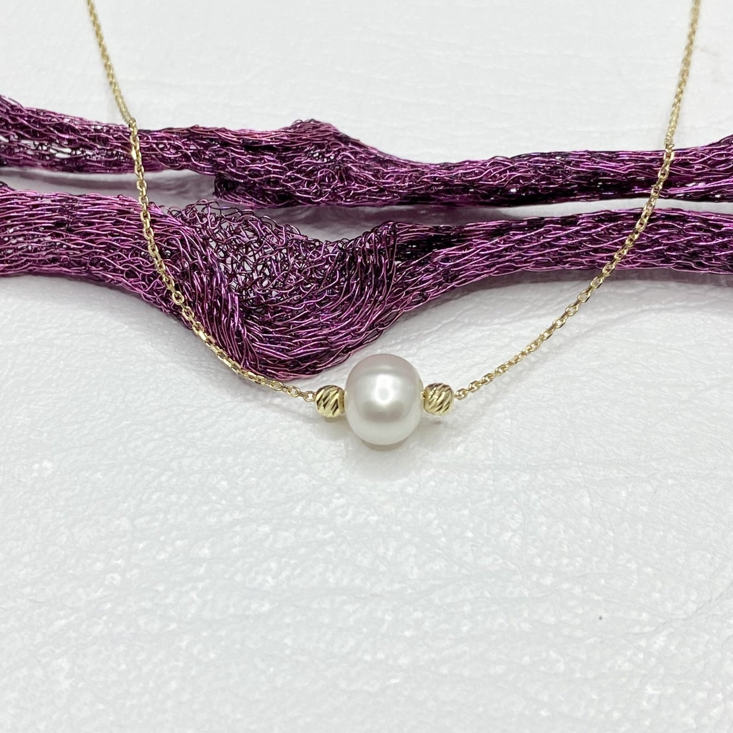 14K Real Solid Gold Pearl Necklace , Freshwater Pearl Necklace for Women , Dainty Pearl Necklace , Pearl Chain Necklace, Pearl Jewelry Gift