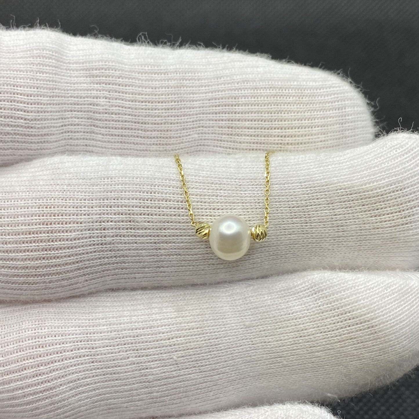 14K Real Solid Gold Pearl Necklace , Freshwater Pearl Necklace for Women , Dainty Pearl Necklace , Pearl Chain Necklace,Pearl Jewelry Gift