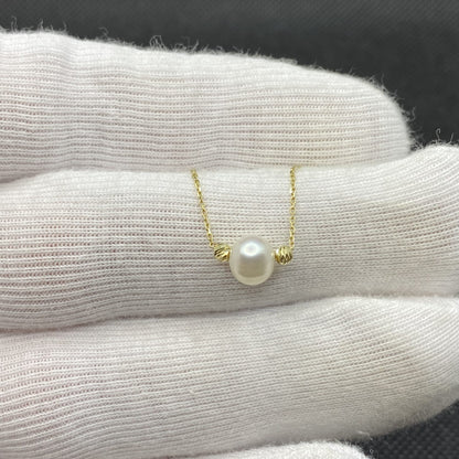 14K Real Solid Gold Pearl Necklace , Freshwater Pearl Necklace for Women , Dainty Pearl Necklace , Pearl Chain Necklace,Pearl Jewelry Gift