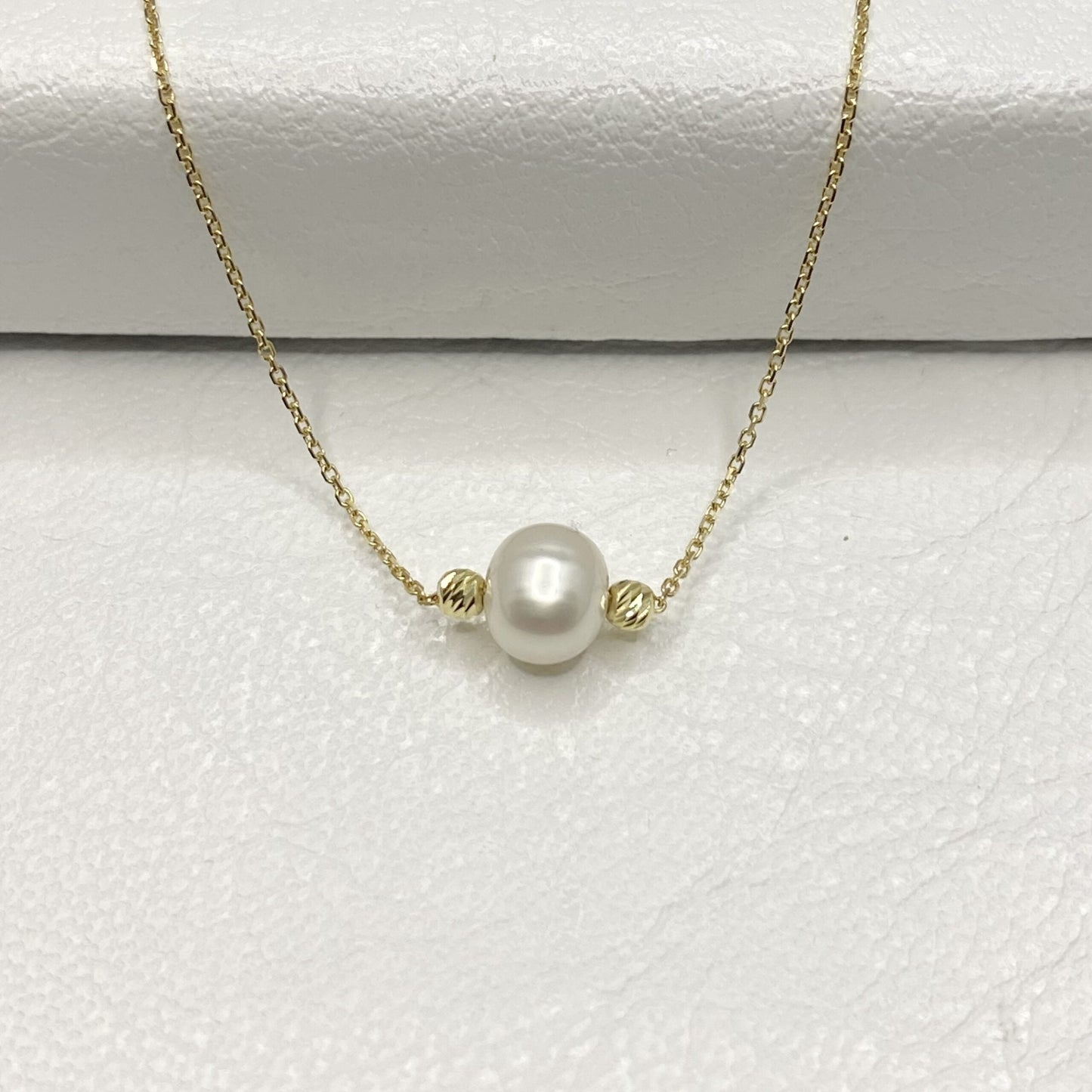 14K Real Solid Gold Pearl Necklace , Freshwater Pearl Necklace for Women , Dainty Pearl Necklace , Pearl Chain Pendant , Pearl Jewelry Gift