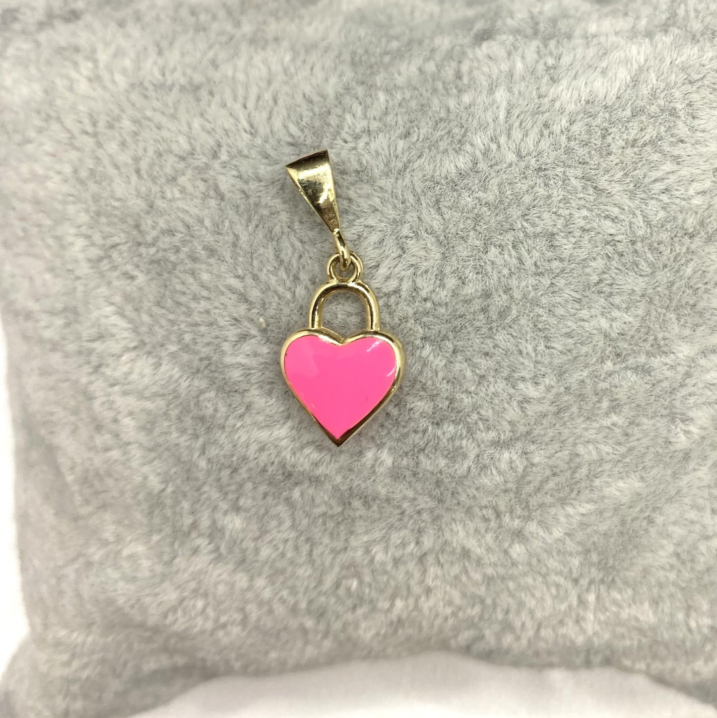 14K Real Solid Gold Pink Heart Necklace for Women , Gold Heart Pendant , Dainty Charm Pink Heart , Birthday Gift, Christmas Gift for her