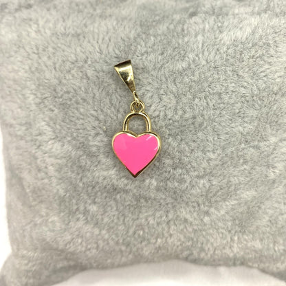 14K Real Solid Gold Pink Heart Necklace for Women , Gold Heart Pendant , Dainty Charm Pink Heart , Birthday Gift, Christmas Gift for her