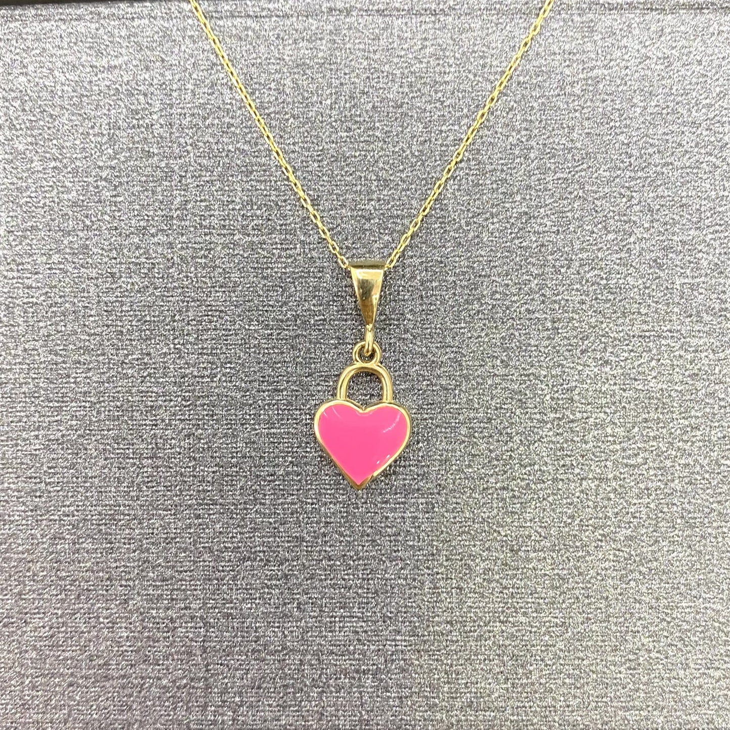 14K Real Solid Gold Pink Heart Necklace for Women , Gold Heart Pendant , Dainty Charm Pink Heart ,Birthday Gifts, Christmas Gift for her