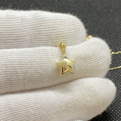 14K Real Solid Gold Puff Star Necklace for Women , Best Birthday Gift , Dainty Star Necklace , Star Jewelry , Star Pendant ,Choker Necklace