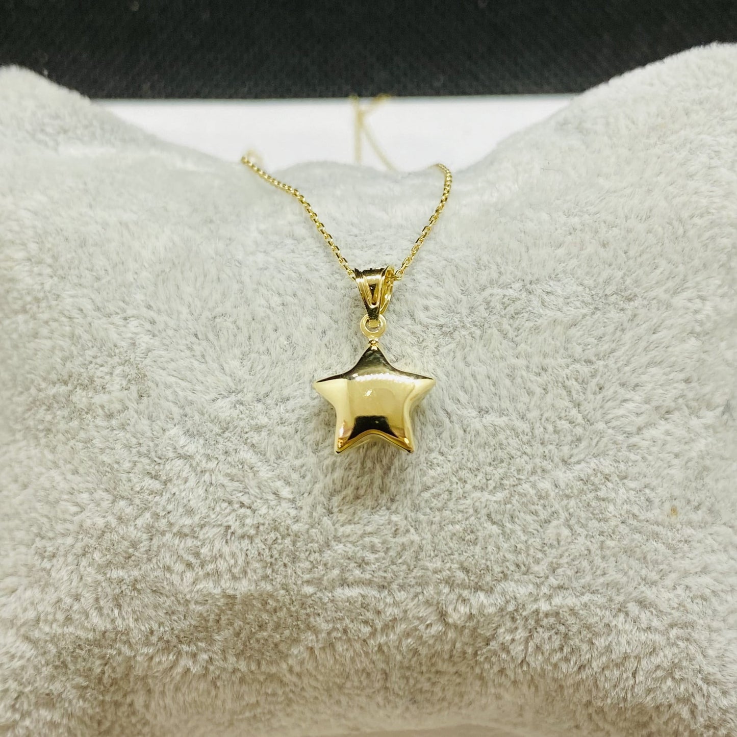 14K Real Solid Gold Puff Star Necklace for Women , Best Birthday Gift , Dainty Star Necklace , Star Jewelry, Star Pendant ,Choker Necklace