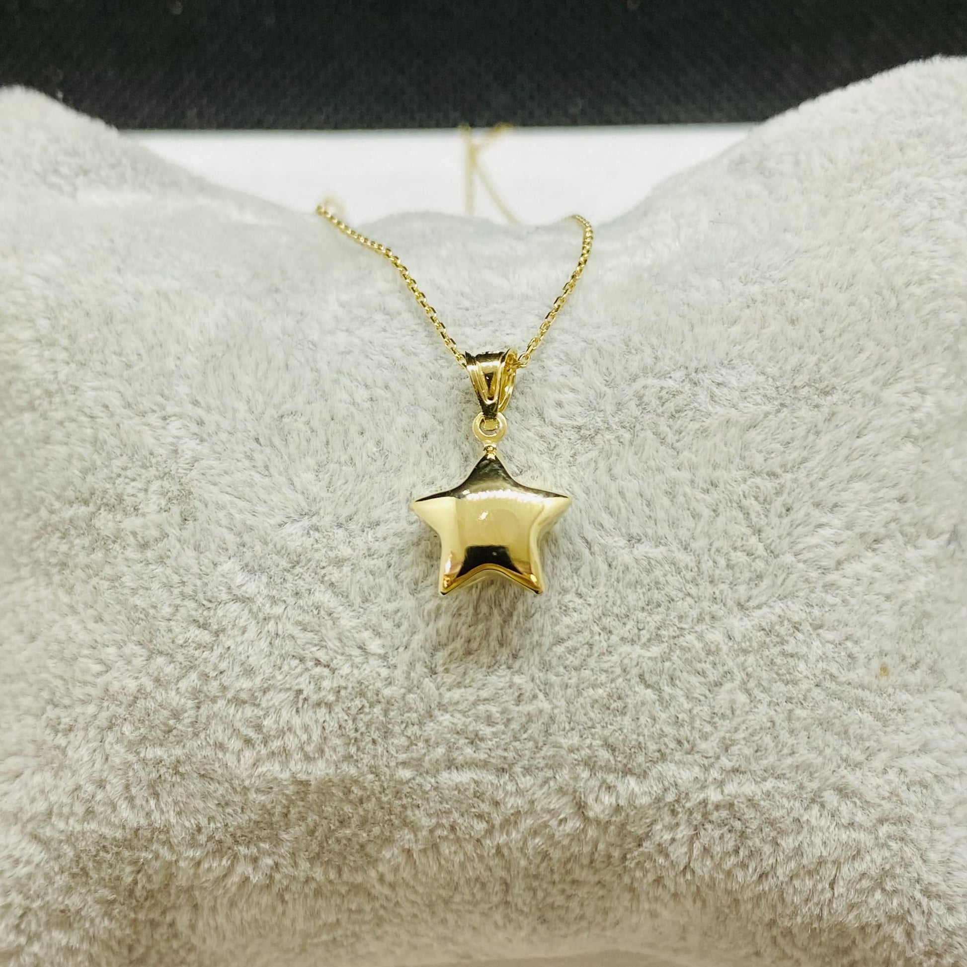 14K Real Solid Gold Puff Star Necklace for Women , Best Birthday Gift , Dainty Star Necklace , Star Jewelry, Star Pendant ,Choker Necklace