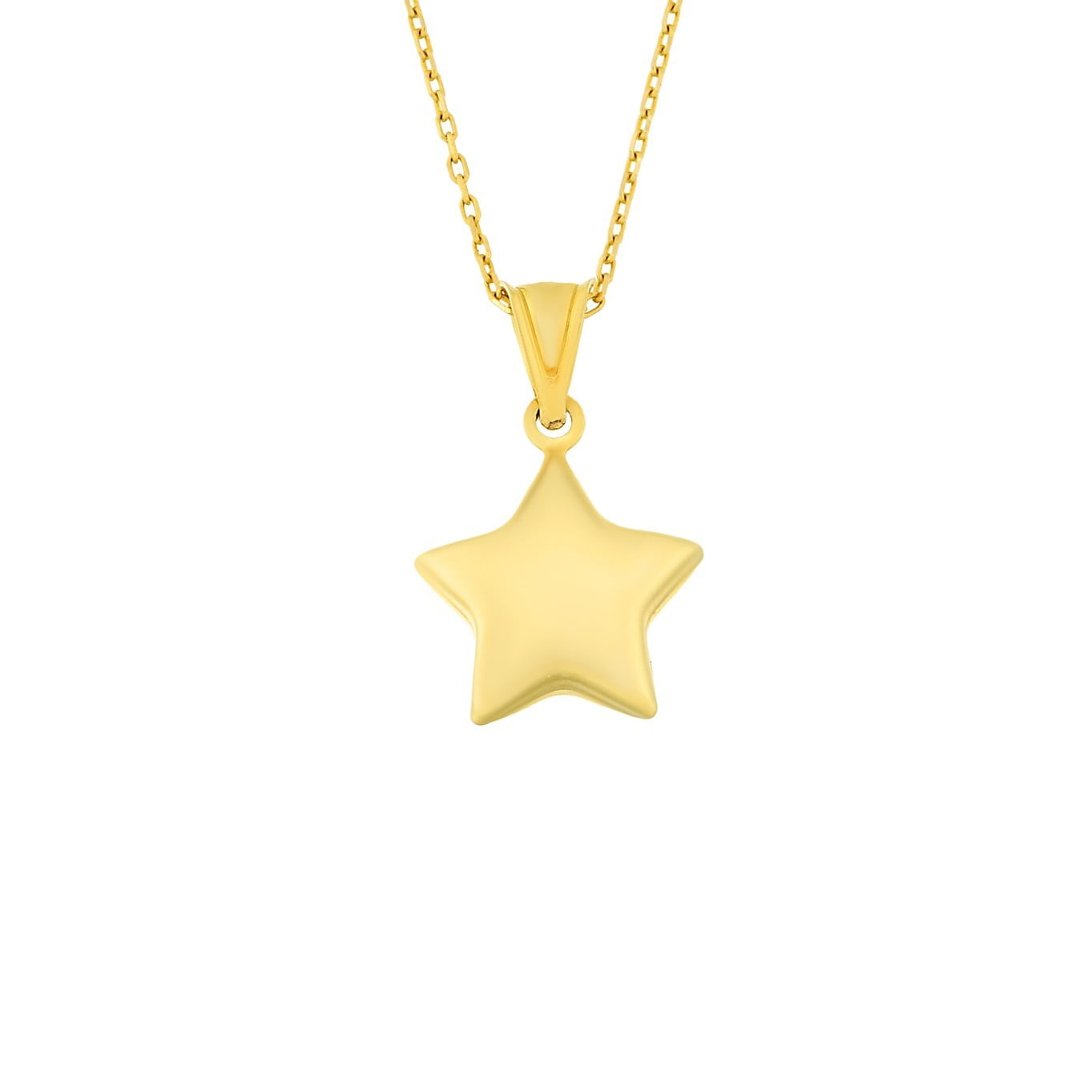 14K Real Solid Gold Puff Star Necklace for Women , Best Birthday Gift , Dainty Star Necklace , Star Jewelry , Star Pendant ,Choker Necklace