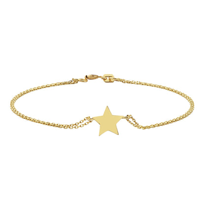 14K Real Solid Gold Star Design Bracelet Charm Cute Dainty Delicate Best Birthday Gift for Women Jewelry Mother zodiac celestial north her love girlfriend