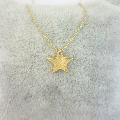 Star necklace pendant 14K solid gold for women length 16 20 inch star