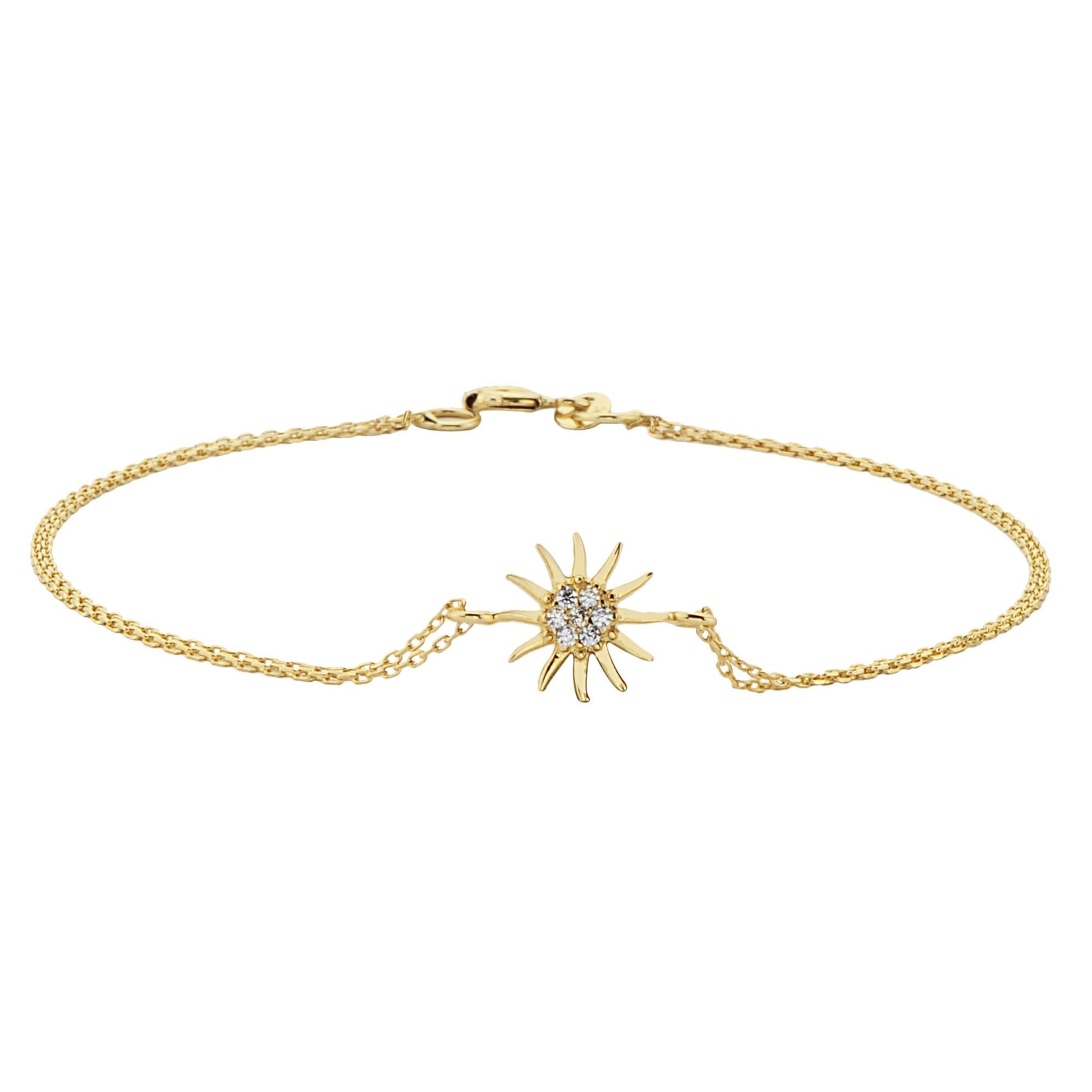 14K real solid gold sun bracelet for women , birthday gift, christmas gift