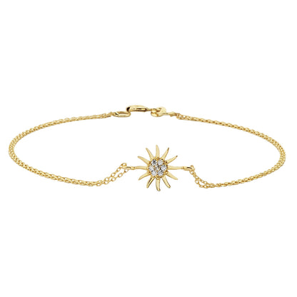 14K real solid gold sun bracelet for women , birthday gift, christmas gift