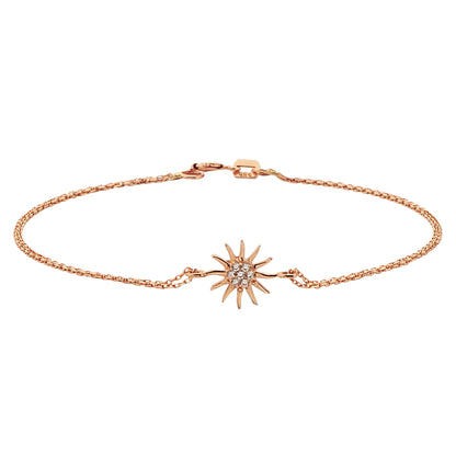14K Real Solid Gold Sun Shaped Decorated with Zirconia Stones Cute Dainty Delicate Charm Bracelet for women jewelry girlfriend wife mom rose gift for her christmas xmas .jpg