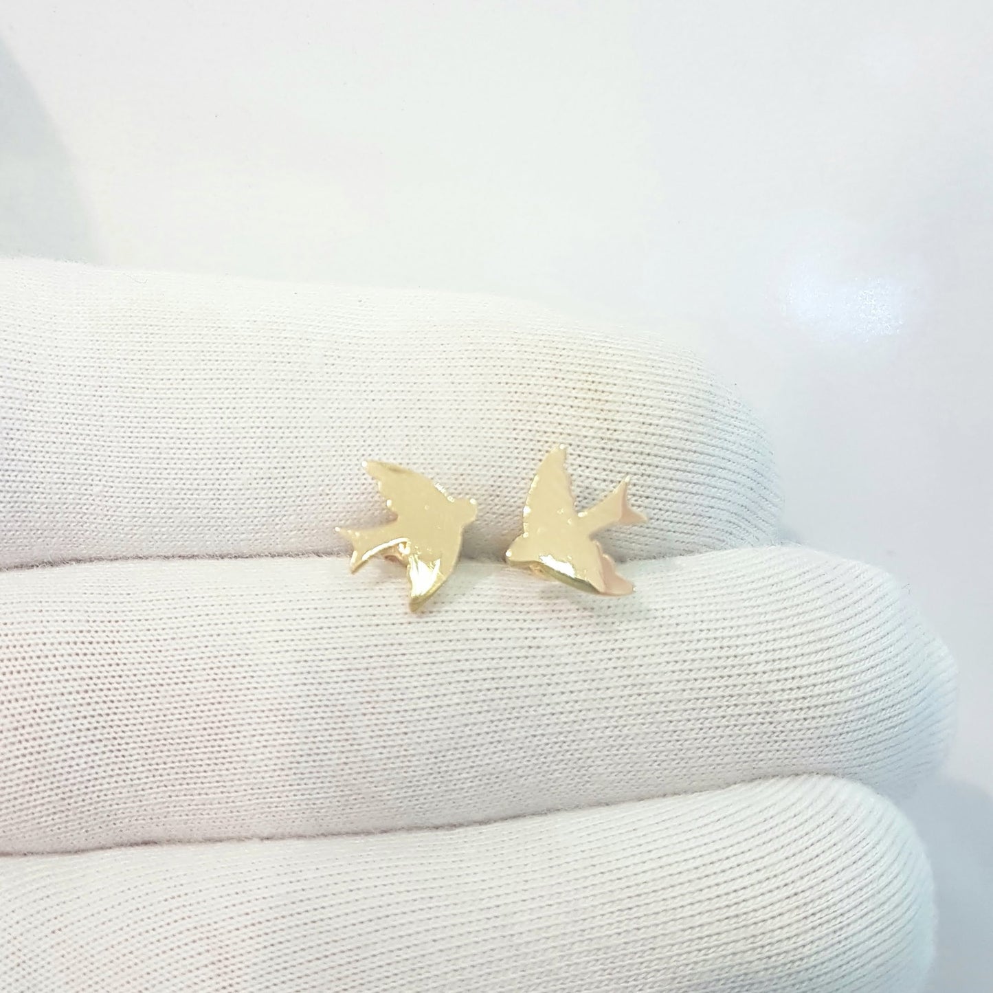 14K Real Solid Gold Swallow Stud Earrings for Women Best Birthday Gift Tiny Bird Animal Jewelry