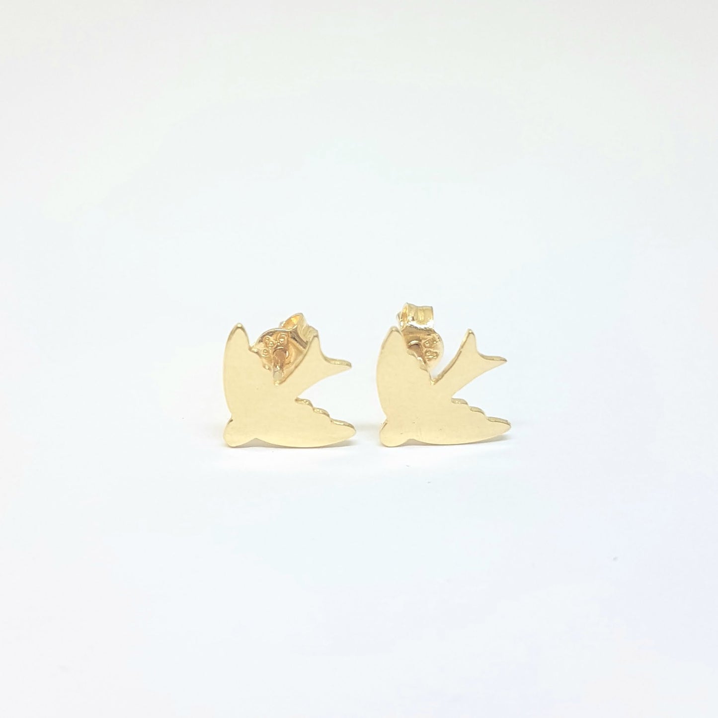 14K Real Solid Gold Swallow Stud Earrings for Women Best Birthday Gift Tiny Bird Animal Jewelry