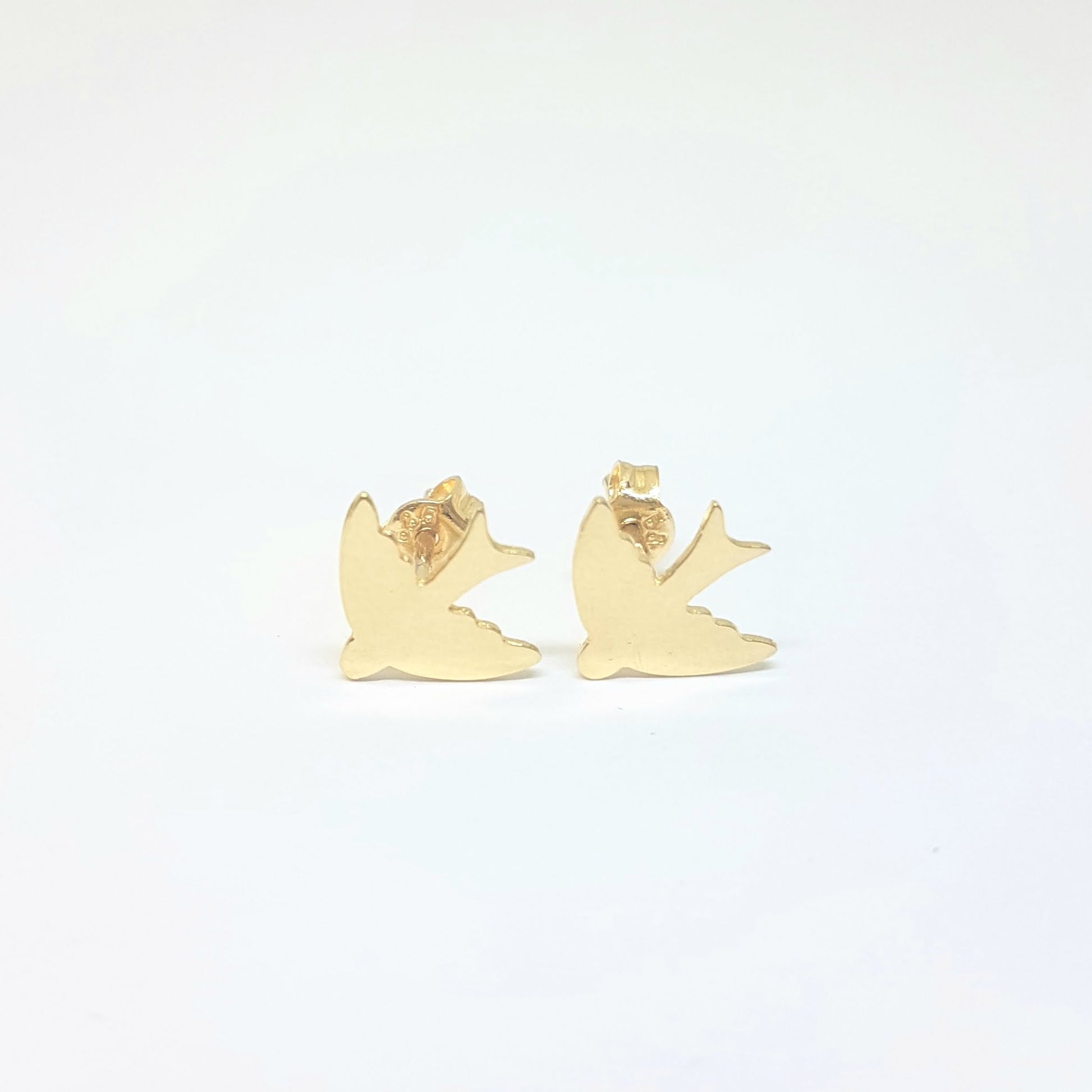 14K Real Solid Gold Swallow Stud Earrings for Women Best Birthday Gift Tiny Bird Animal Jewelry