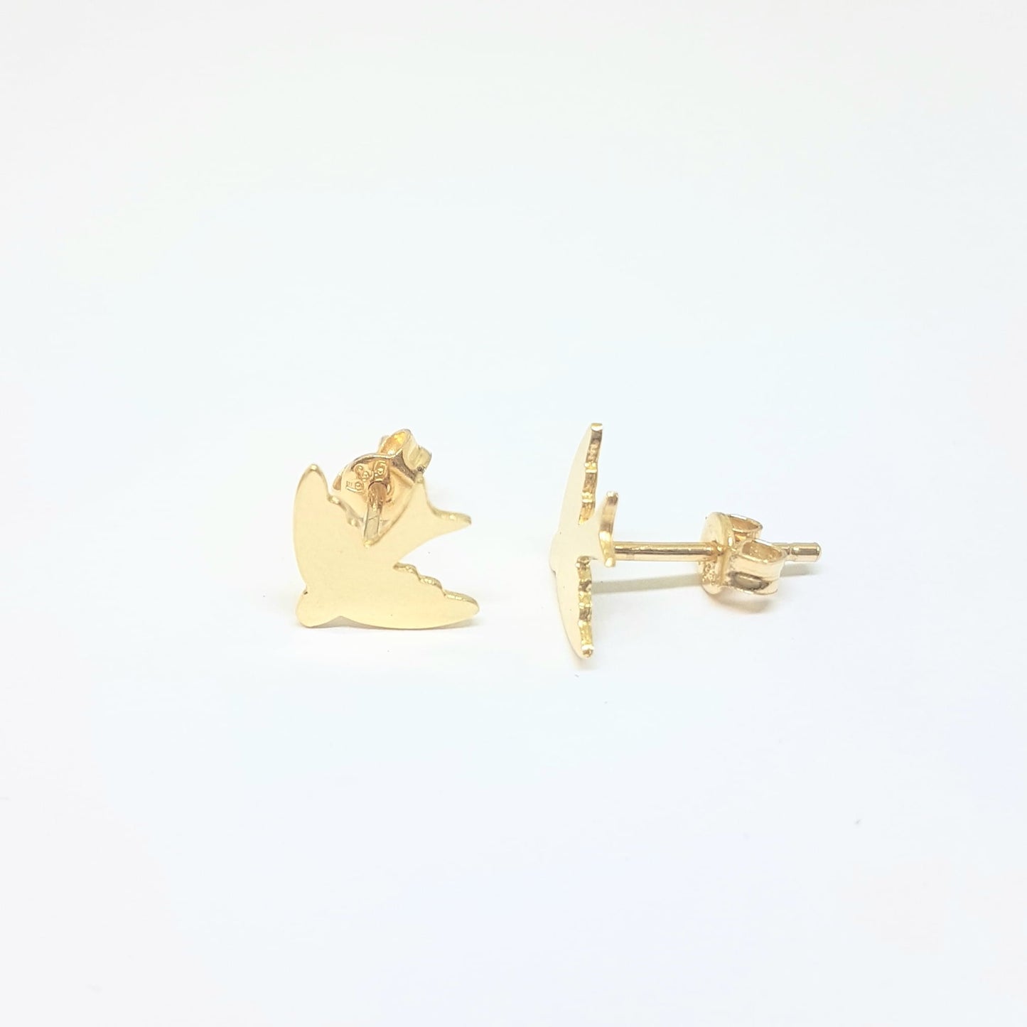 14K Real Solid Gold Swallow Stud Earrings for Women Best Birthday Gift Tiny Bird Animal Jewelry