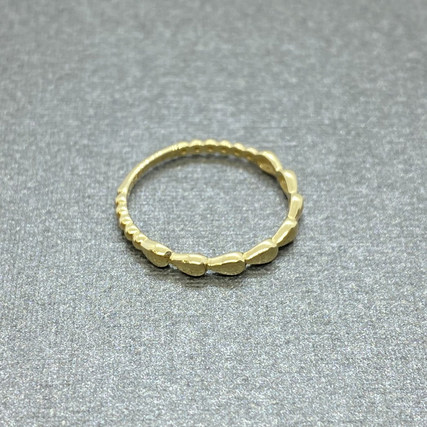 14K Real Solid Gold Teardrop Dotted Ring for Women , Dainty Rings , 14 karat gold ring