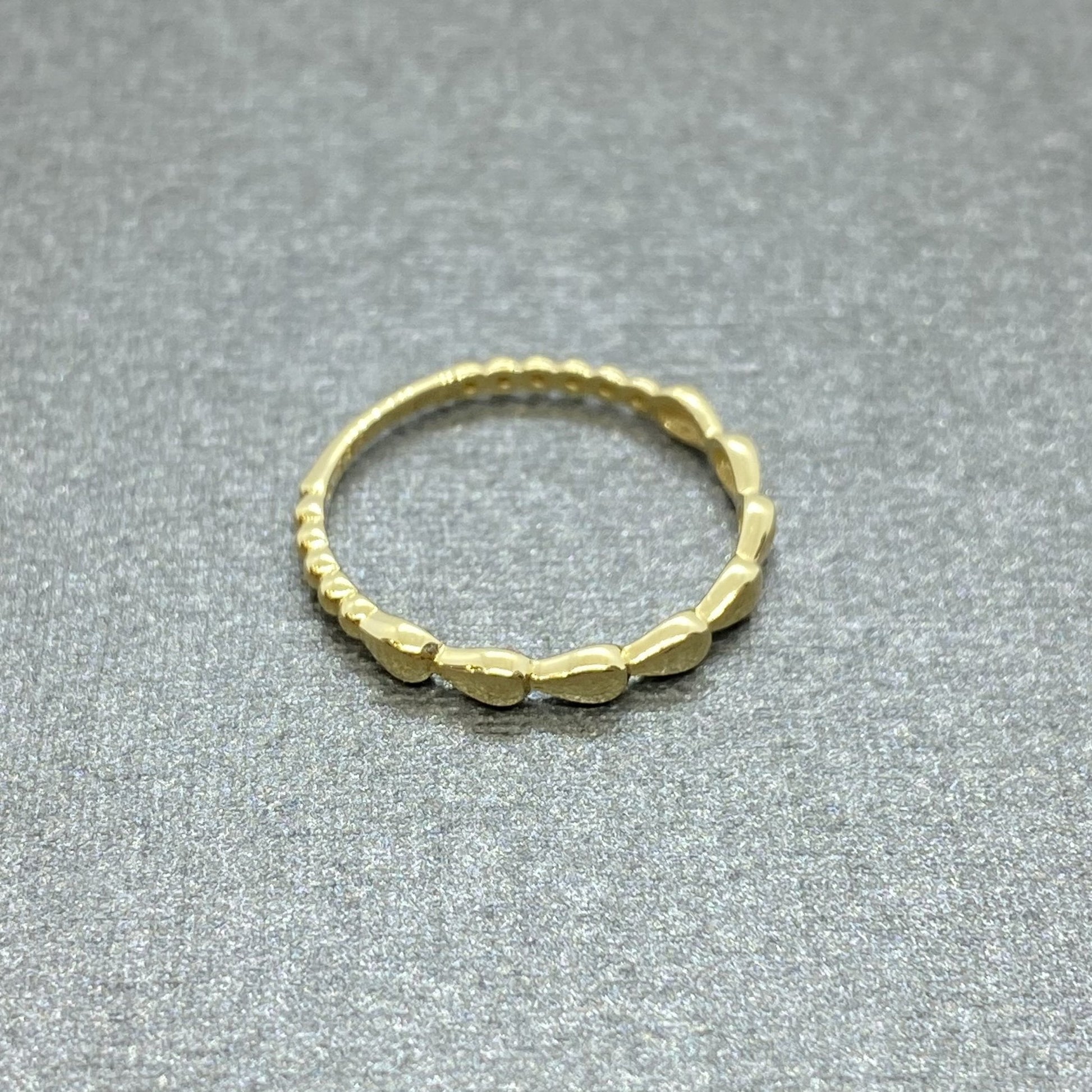 14K Real Solid Gold Teardrop Dotted Ring for Women , Dainty Rings , 14 karat gold ring