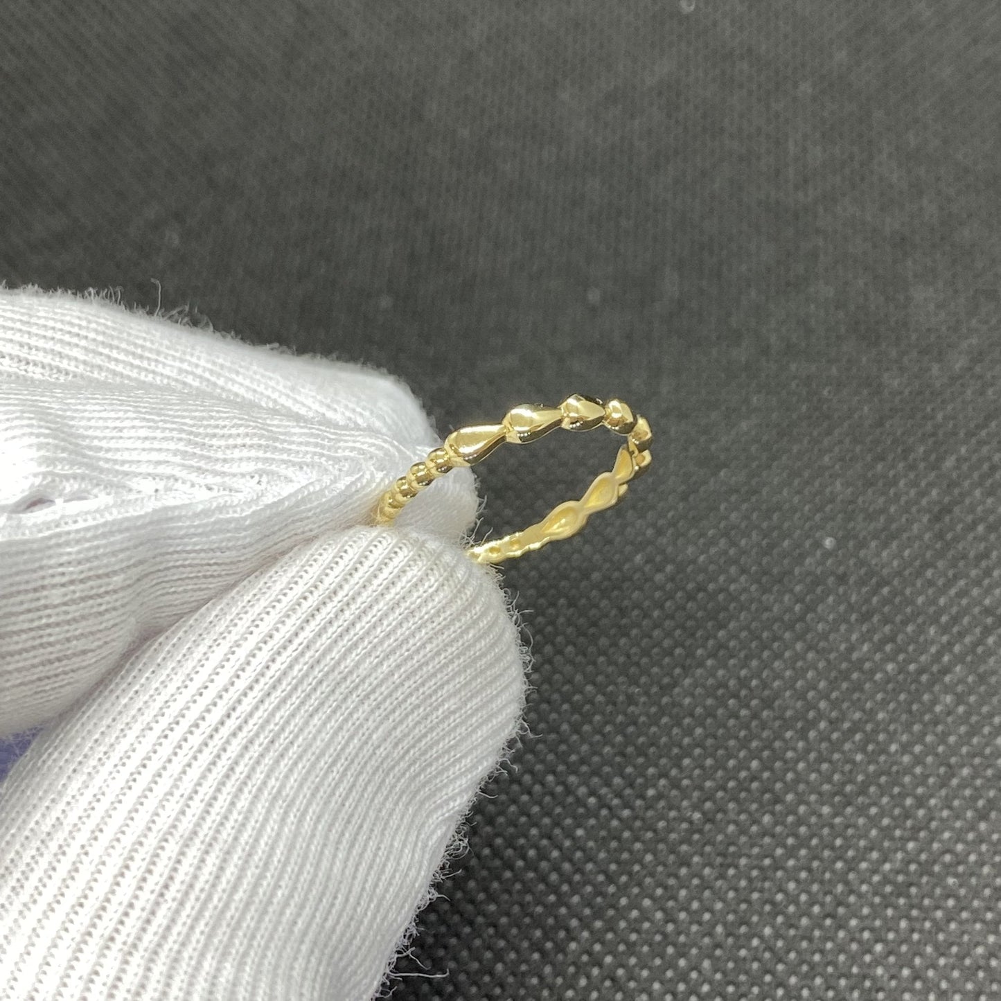 14K Real Solid Gold Teardrop Dotted Ring for Women , Dainty Rings , 14k white gold ring