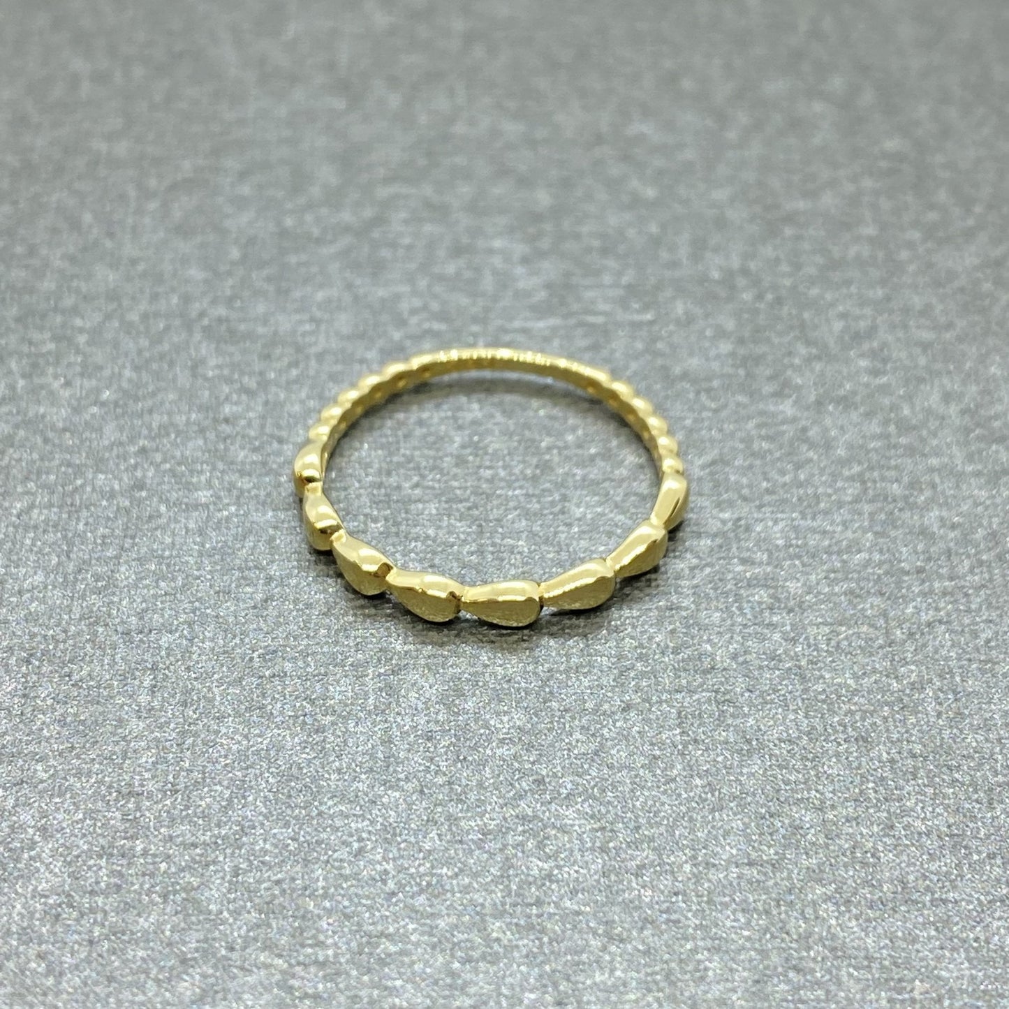 14K Real Solid Gold Teardrop Dotted Ring for Women , Dainty Rings , Birthday gift for her