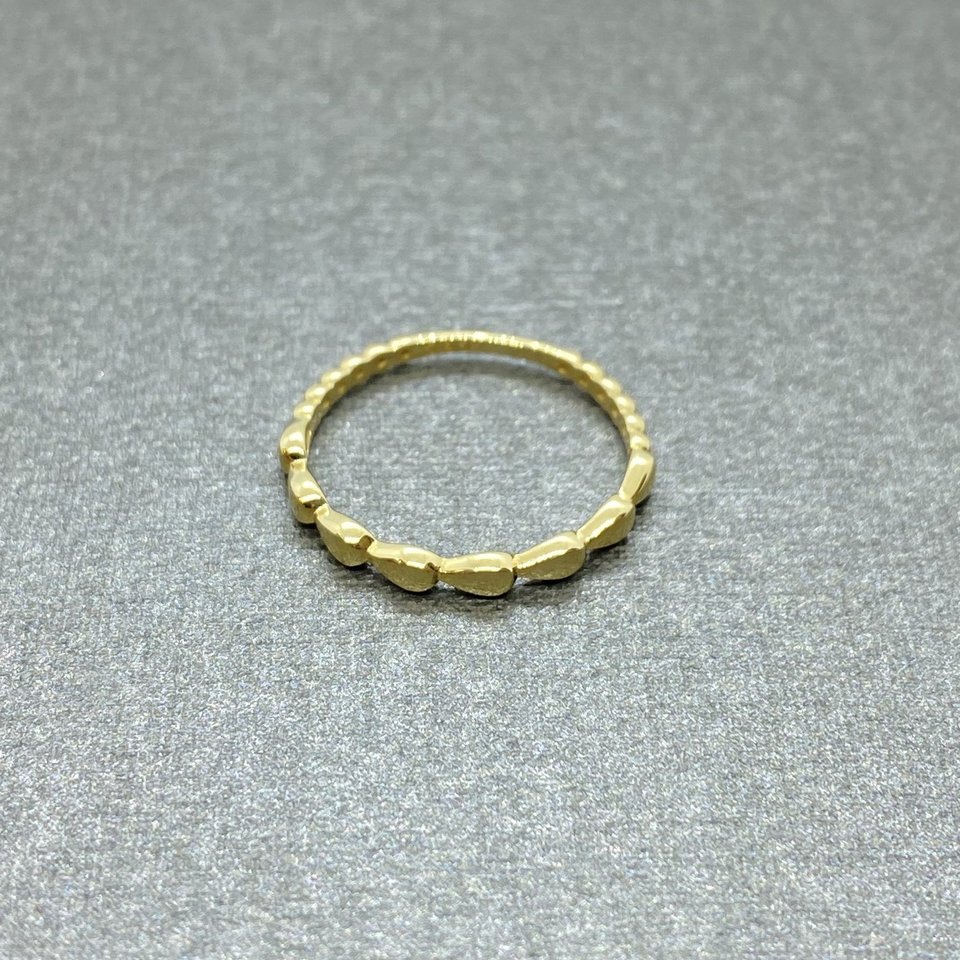 14K Real Solid Gold Teardrop Dotted Ring for Women , Dainty Rings , Birthday gift for her