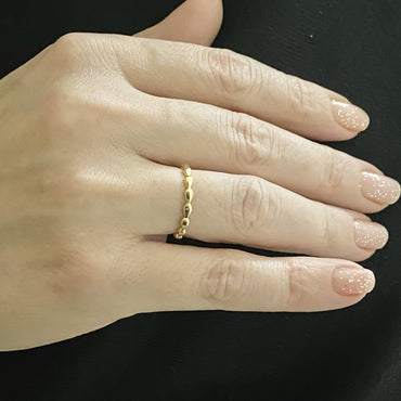 14K Real Solid Gold Teardrop Dotted Ring for Women , Dainty Rings , Mother's day gift