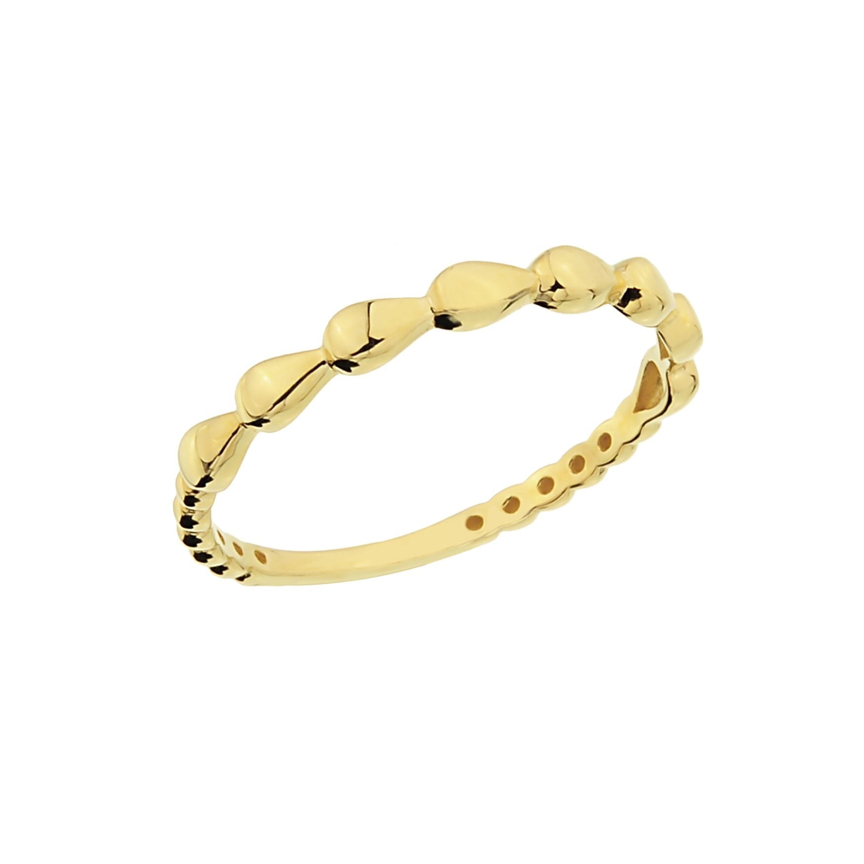 14K Real Solid Gold Teardrop Dotted Ring for Women , Dainty Rings , best birthday gift for her