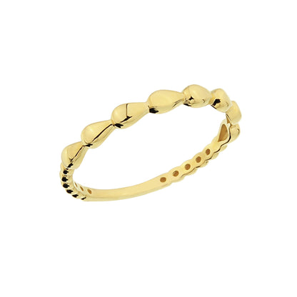 14K Real Solid Gold Teardrop Dotted Ring for Women , Dainty Rings , best birthday gift for her