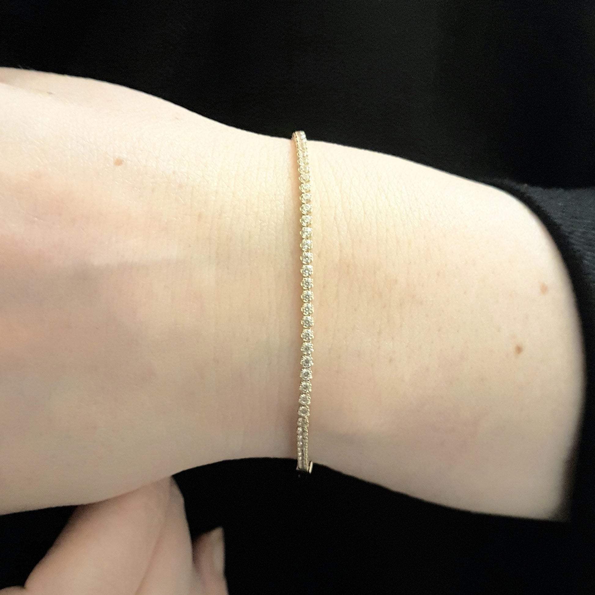 14K Real Solid Gold Tennis Bracelet for Women , CZ Eternity Tennis Bracelet