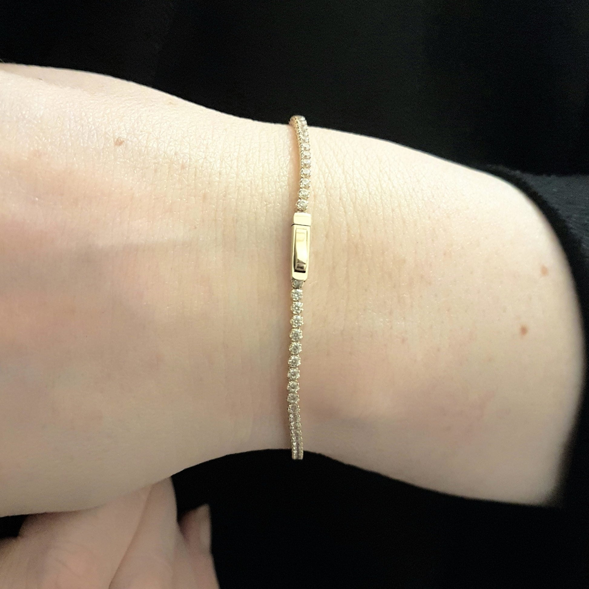 14K Real Solid Gold Tennis Bracelet for Women , CZ Eternity Tennis Bracelet