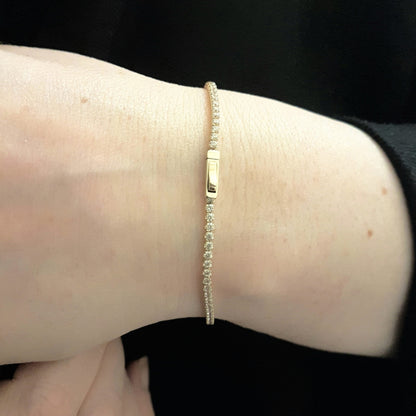 14K Real Solid Gold Tennis Bracelet for Women , CZ Eternity Tennis Bracelet