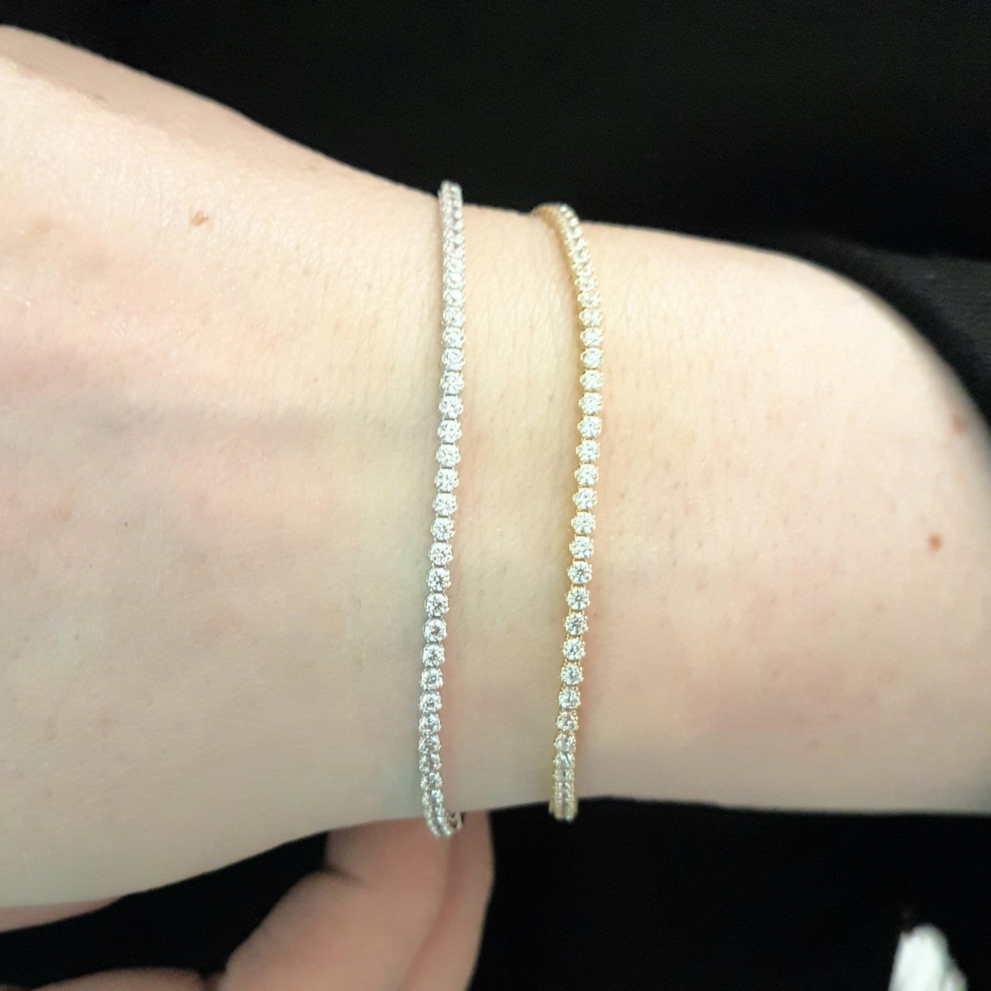 14K Real Solid Gold Tennis Bracelet for Women , CZ Eternity Tennis Bracelet