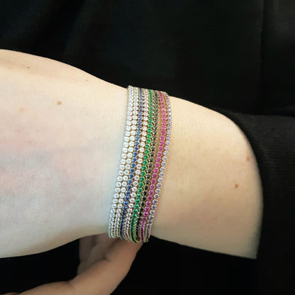 14K Real Solid Gold Tennis Bracelet for Women , CZ Eternity Tennis Bracelet