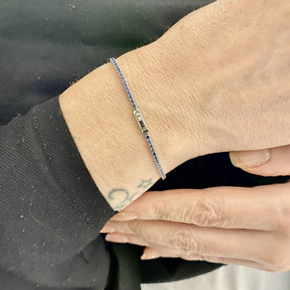 14K Real Solid Gold Sapphire Tennis Bracelet