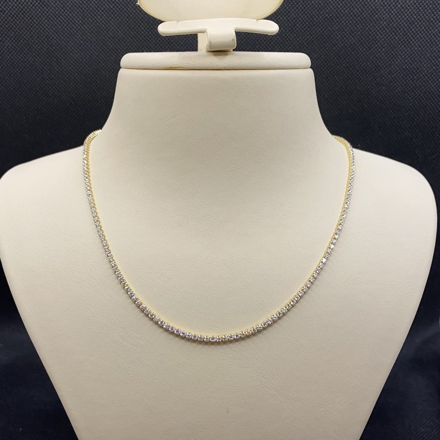 14K Real Solid Gold Tennis Necklace for Women , CZ Eternity Choker Tennis Jewelry , Birthday Gift for her mom