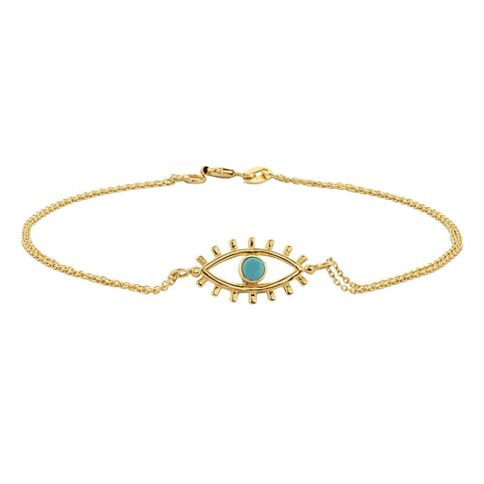 14K Real Solid Gold Turquoise Evil Eye Bracelet For Women Evil eye nazar protection good luck charms handmade jewelry birthday gift christmas girl her girlfriend