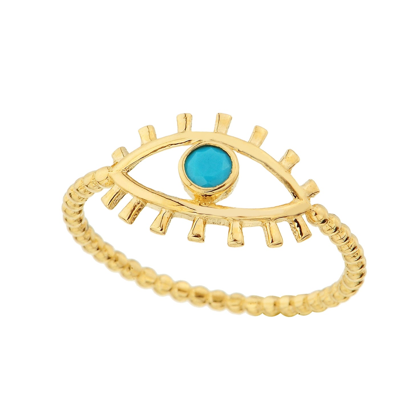 14K Real Solid Gold Turquoise Evil Eye Ring For Women | December Birthstone Ring jewelry birthday gift mother's day christmas xmas