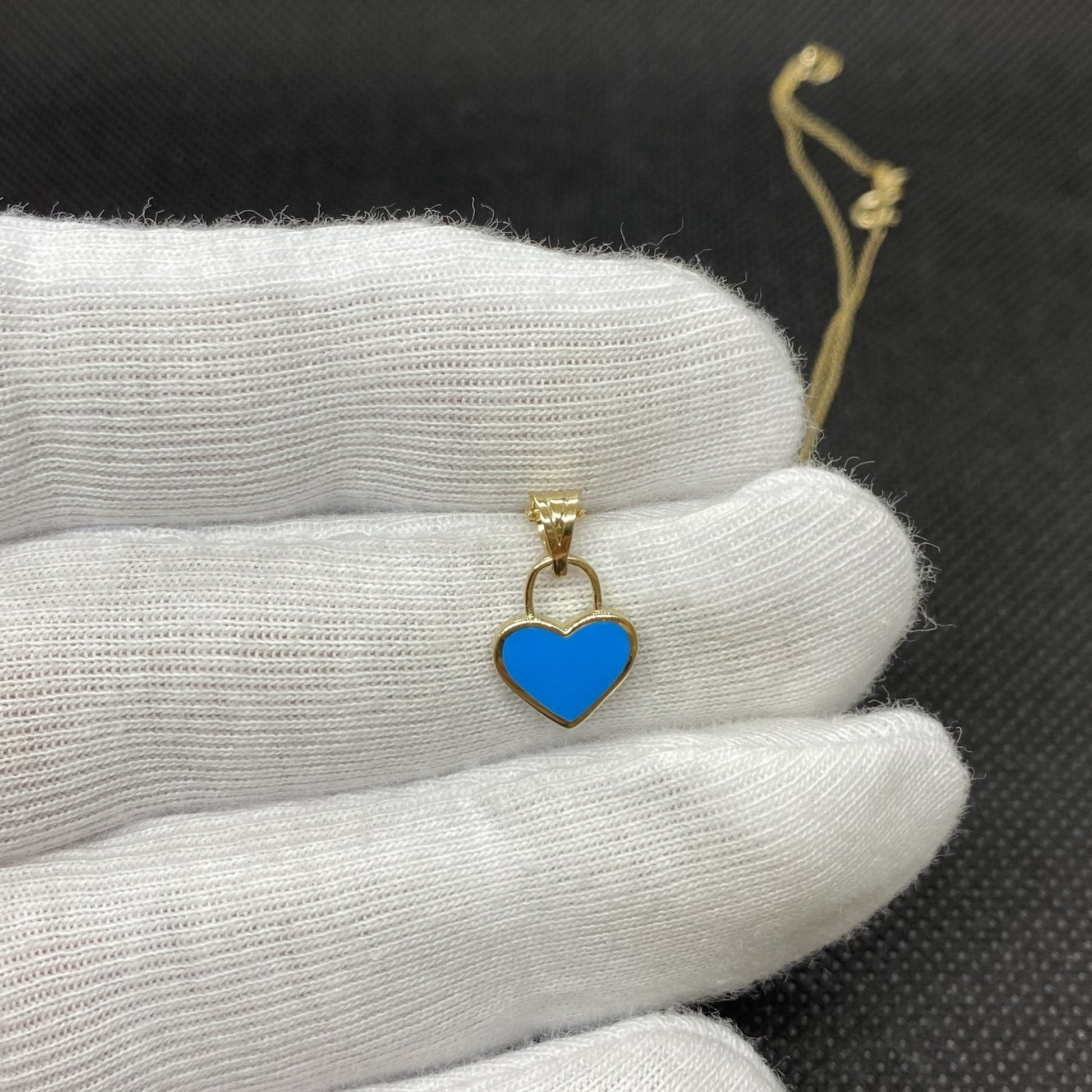 14K Real Solid Gold Turquoise Heart Necklace for Women , Gold Heart Pendant , Dainty Tiny Turquoise Heart , Minimalist Jewelry Gift