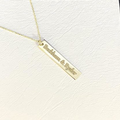 14K Real Solid Gold Vertical Coordinate Engravable Personalized Custom Name Necklace for Women | Birthday Christmas Mother’s Day Gift
