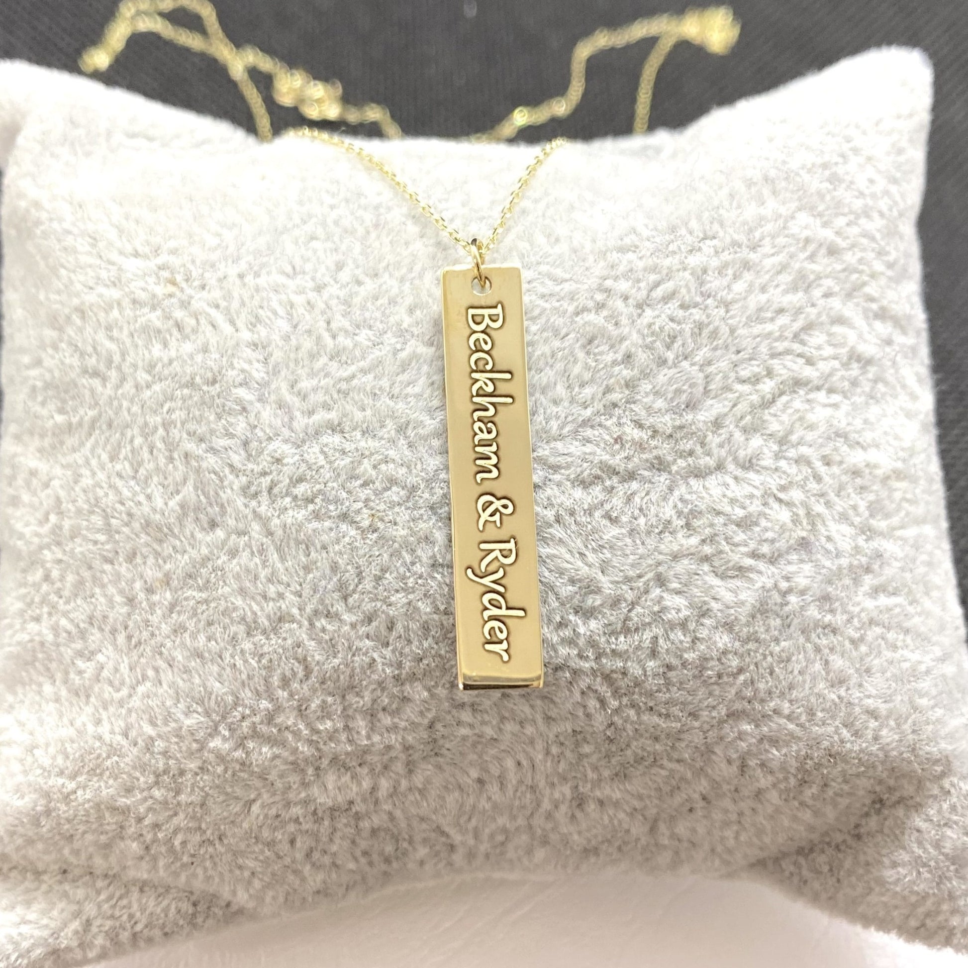 14K Real Solid Gold Vertical Coordinate Engravable Personalized Custom Name Necklace for Women | Birthday Christmas Mother’s Day Gift