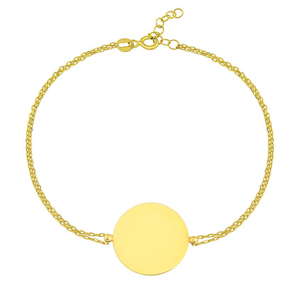 14K Real Solid Gold Zodiac Bracelet for Women, Disc Engraved Astrology Disc Horoscope Bracelet , Zodiac Sign Jewelry , Birthday Gift for Her