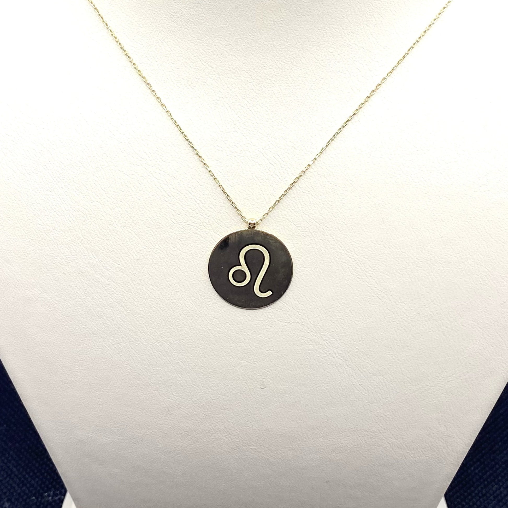14K Real Solid Gold Zodiac Necklace, Engraved Astrology Necklace , Disc Horoscope Necklace ,Personalized Zodiac Sign Jewelry