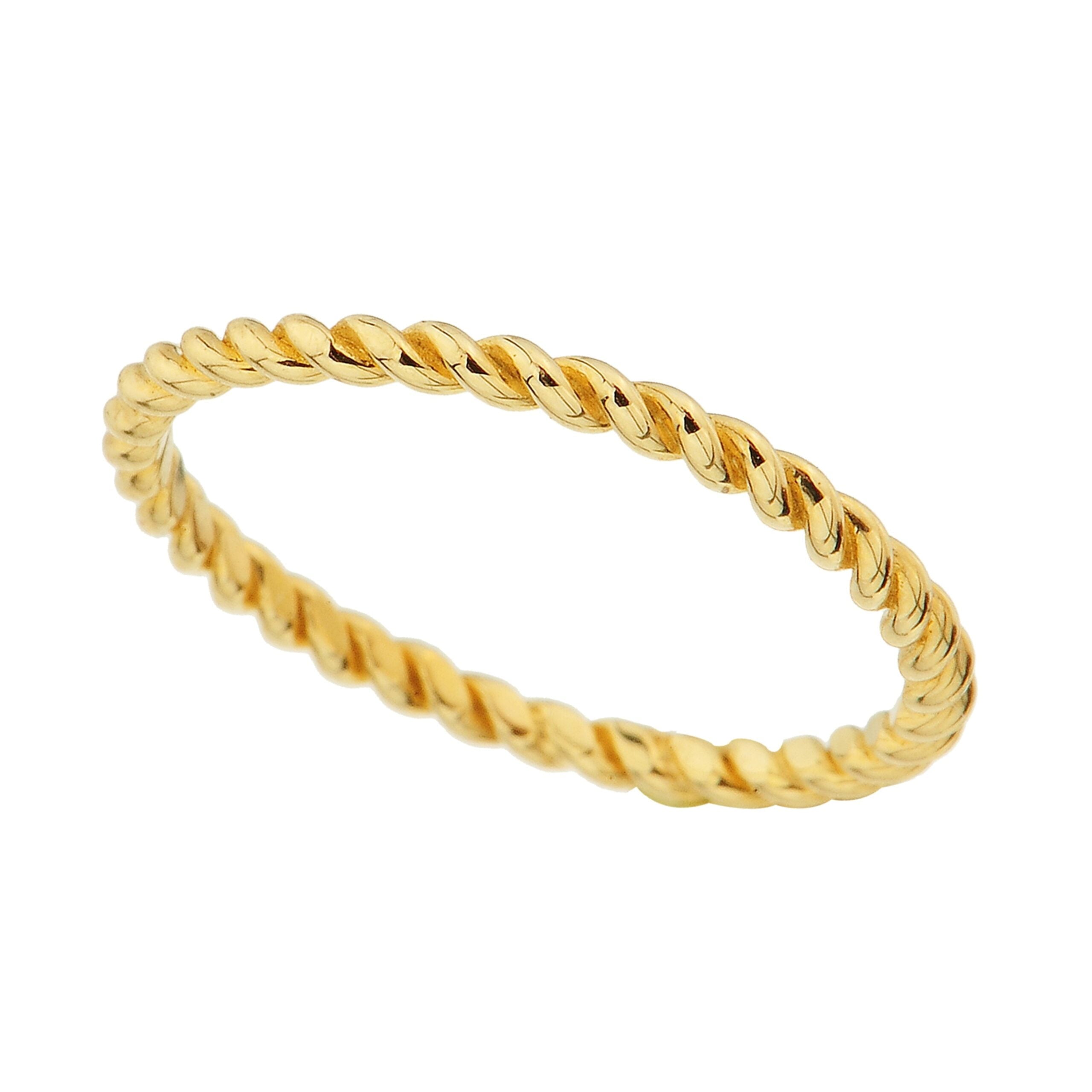 14K Real Solid Yellow Gold Rope Ring for Women | Twisted Rope Rings Christmas Xmas Birthday Gift Rings Jewelry Mother's Day.