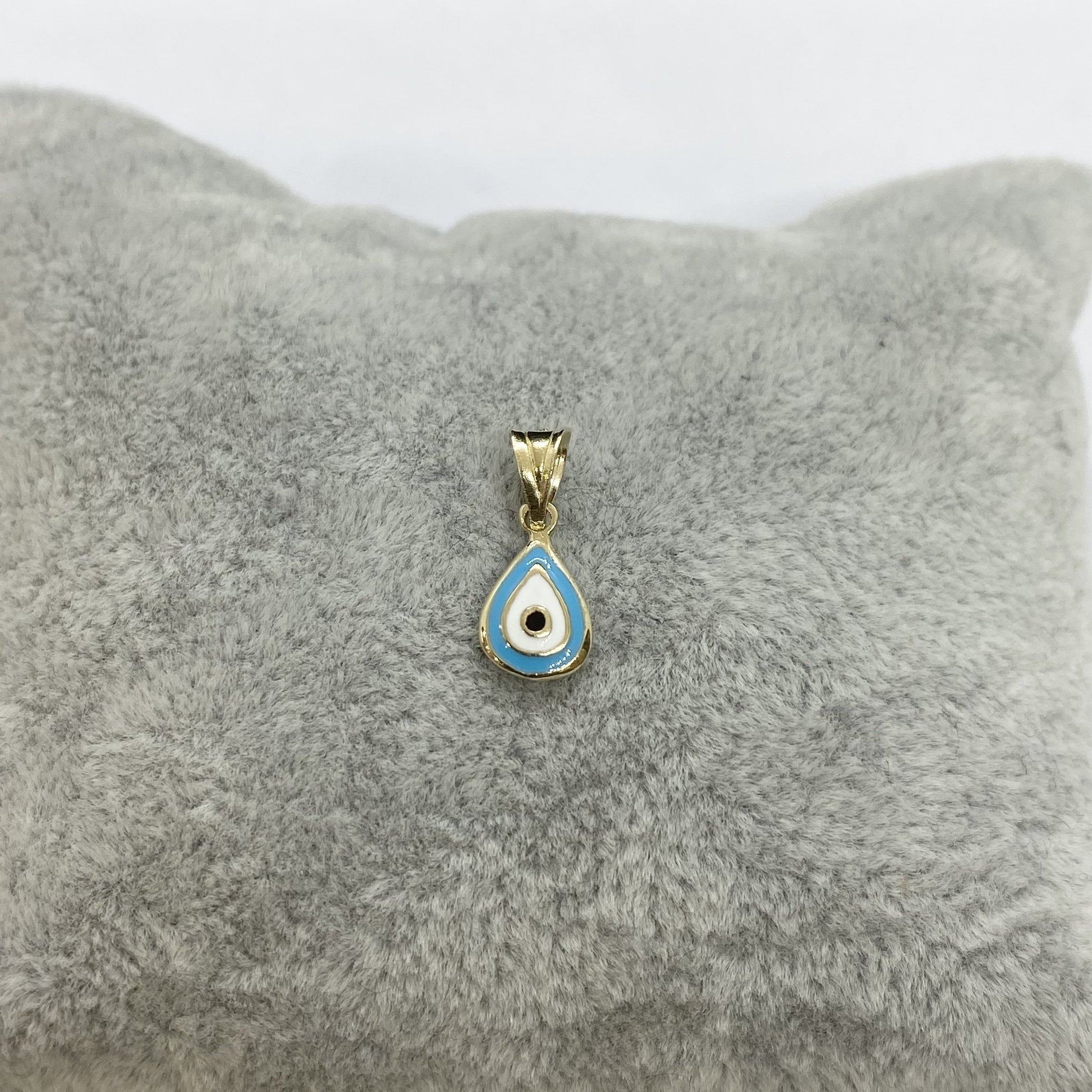 14K Real Solid Yellow Gold Teardrop Evil Eye Pendant Necklace for Women , Two Sided Minimalist Necklace for her, Birthday Gift for her mom