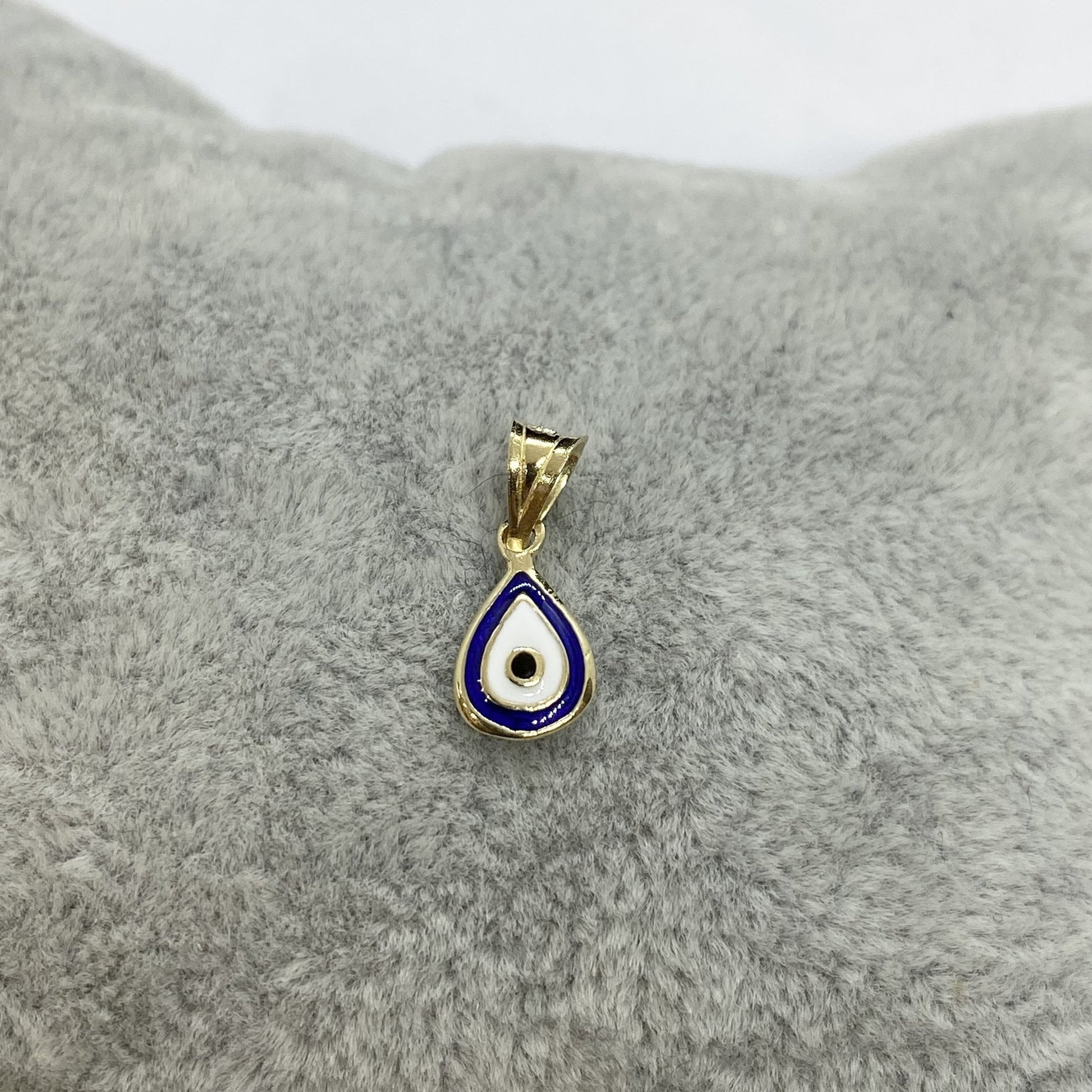 14K Real Solid Yellow Gold Teardrop Evil Eye Pendant Necklace for Women , Two Sided Minimalist Necklace, jewelry Birthday Gift for her mom