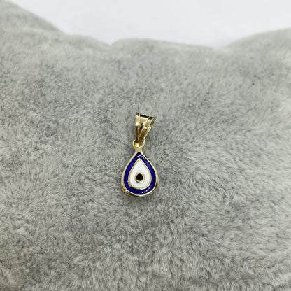 14K Real Solid Yellow Gold Teardrop Evil Eye Pendant Necklace for Women , Two Sided Minimalist Necklace, jewelry Birthday Gift for her mom